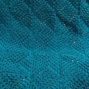 Handmade Teal Crochet Blanket 48” x 58.5”